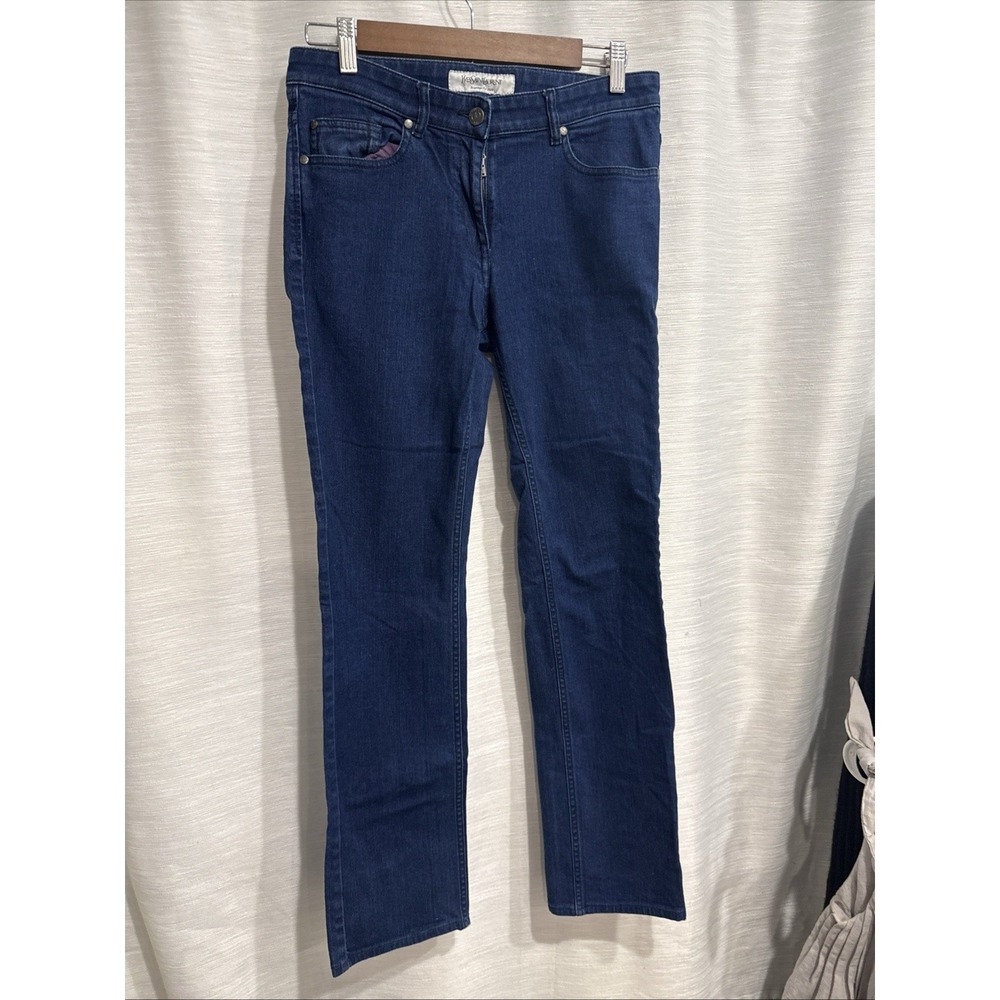 Yves Saint Laurent Women Blue Dark Wash Straight Mid Rise 100% Cotton Jeans D03J
